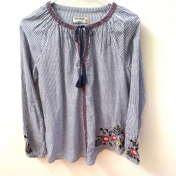 Ruff Hewn boho peasant blouse cotton size S - Picture 1 of 4